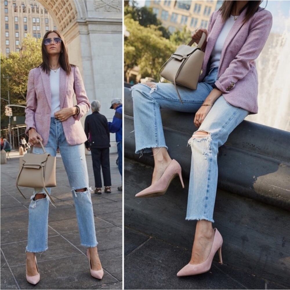 J. Crew Parke Blazer English Herringbone Wool Pink 2 Single Button Jacket - Picture 2 of 12